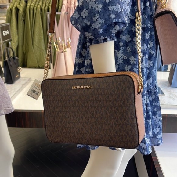 Michael Kors Large Jet Set Item East West Crossbody Brown - Picture 1 of 16